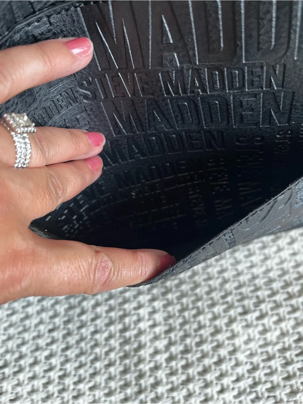 NWT Steve Madden Black Embossed Tote with Makeup bag & Coin Purse Travel Vacay
